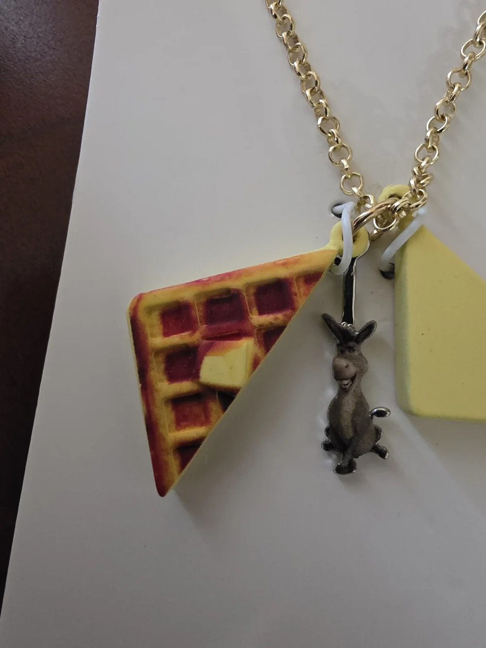 Bioworld Dreamworks Shrek Donkey Waffle  Necklace with Gold-tone Chain Charm